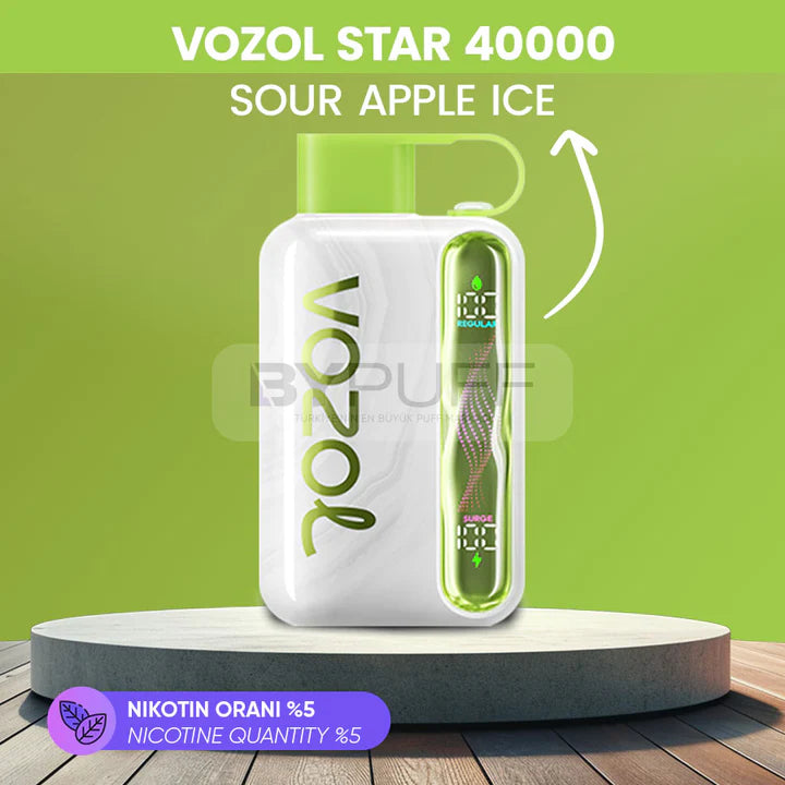 Vozol Star 40000 Sour Apple Ice – Ekşi Elma ve Buz Etkili (40.000 Puff)